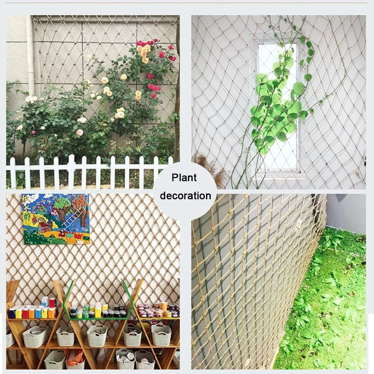 Jute Rope Netting for Indoor and Outdoor Decoration,Garden Plant Trellis Netting for Climbing Plants Outdoor Grow(6Mx6M)