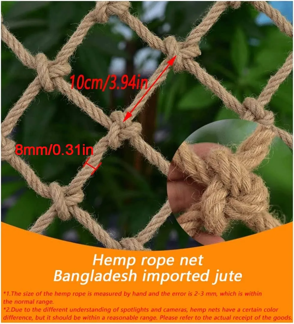 KACQIHTU Hemp Rope Safety Net for Child Protection - Fence for Stairs, Balcony Railings, Garden, Playground - Climbing Net for Kids