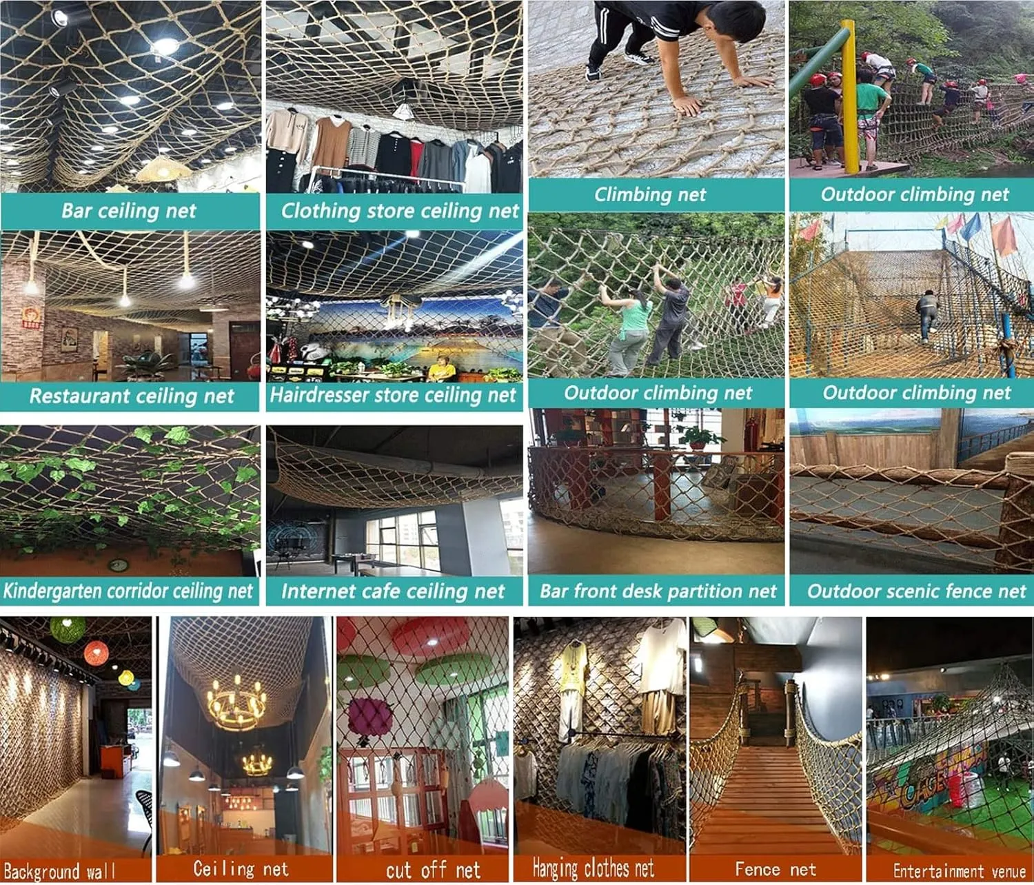 KACQIHTU Hemp Rope Safety Net for Child Protection - Fence for Stairs, Balcony Railings, Garden, Playground - Climbing Net for Kids
