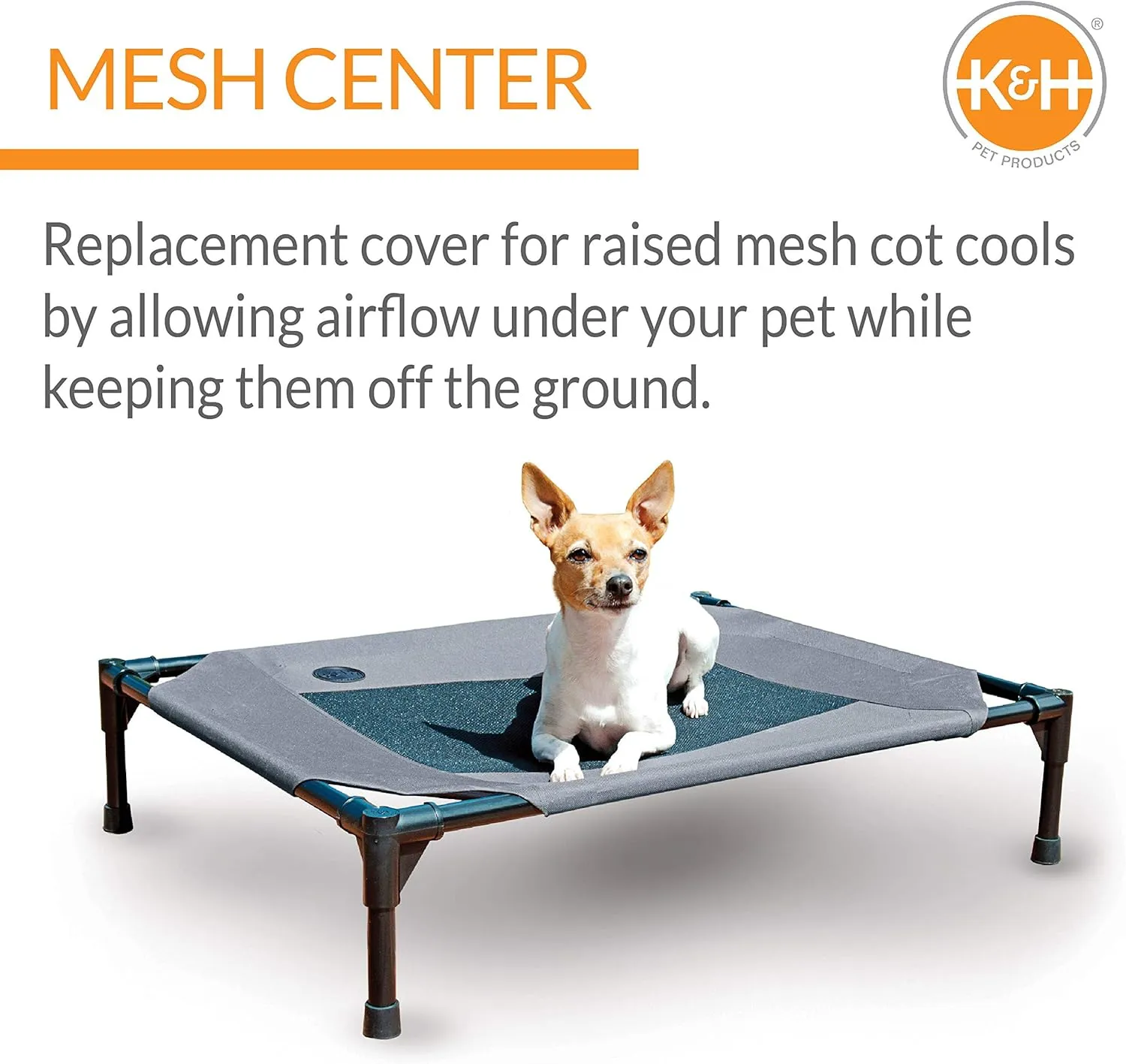 K&H Pet Products Elevated Cooling Outdoor Dog Bed Portable Raised Dog Cot Replacement Cover Only Gray/Black Mesh Large 42 X 30 Inches (Cot NOT Included)