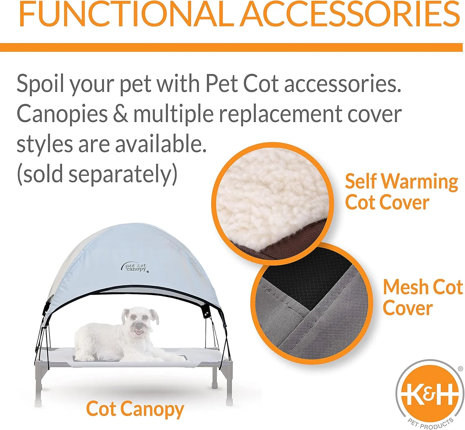 K&H Pet Products Outdoor Elevated Dog Cot, Breathable Cooling Elevated Cot Hammock Pet Bed for Large Dogs, Washable Mesh Cover, Raised Metal Frame, Collapsible, Portable - Large 42 X 30in Gray