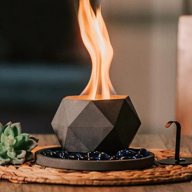 Kante Concrete Indoor and Outdoor Tabletop Fire Pit with 7.2" Dark Gray Base