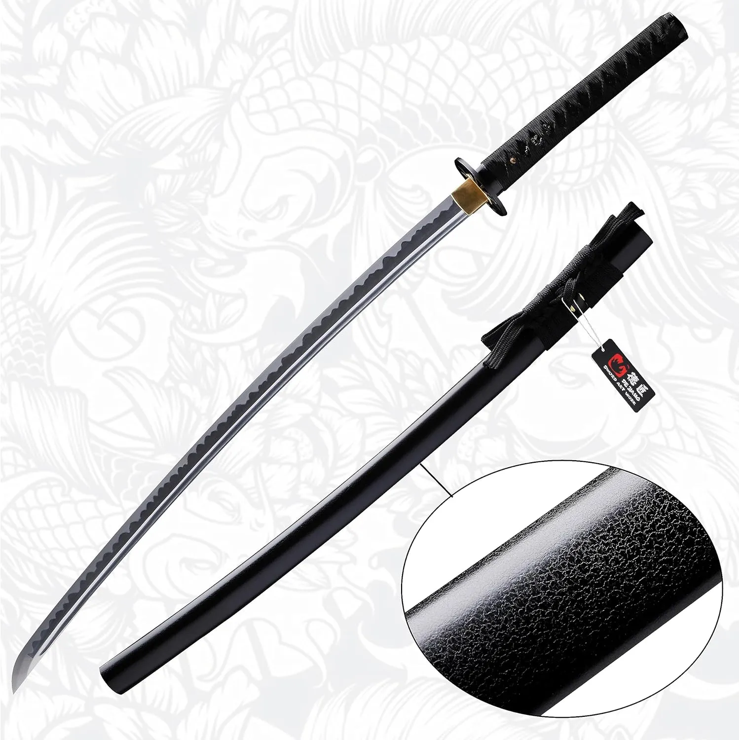 Katana Real Samurai Sword, 1095 1060 T10 Handmade Japanese Swords Full Tang Carbon Steel, for Training, Collecting, Dojo, Lovers of Japanese Culture etc