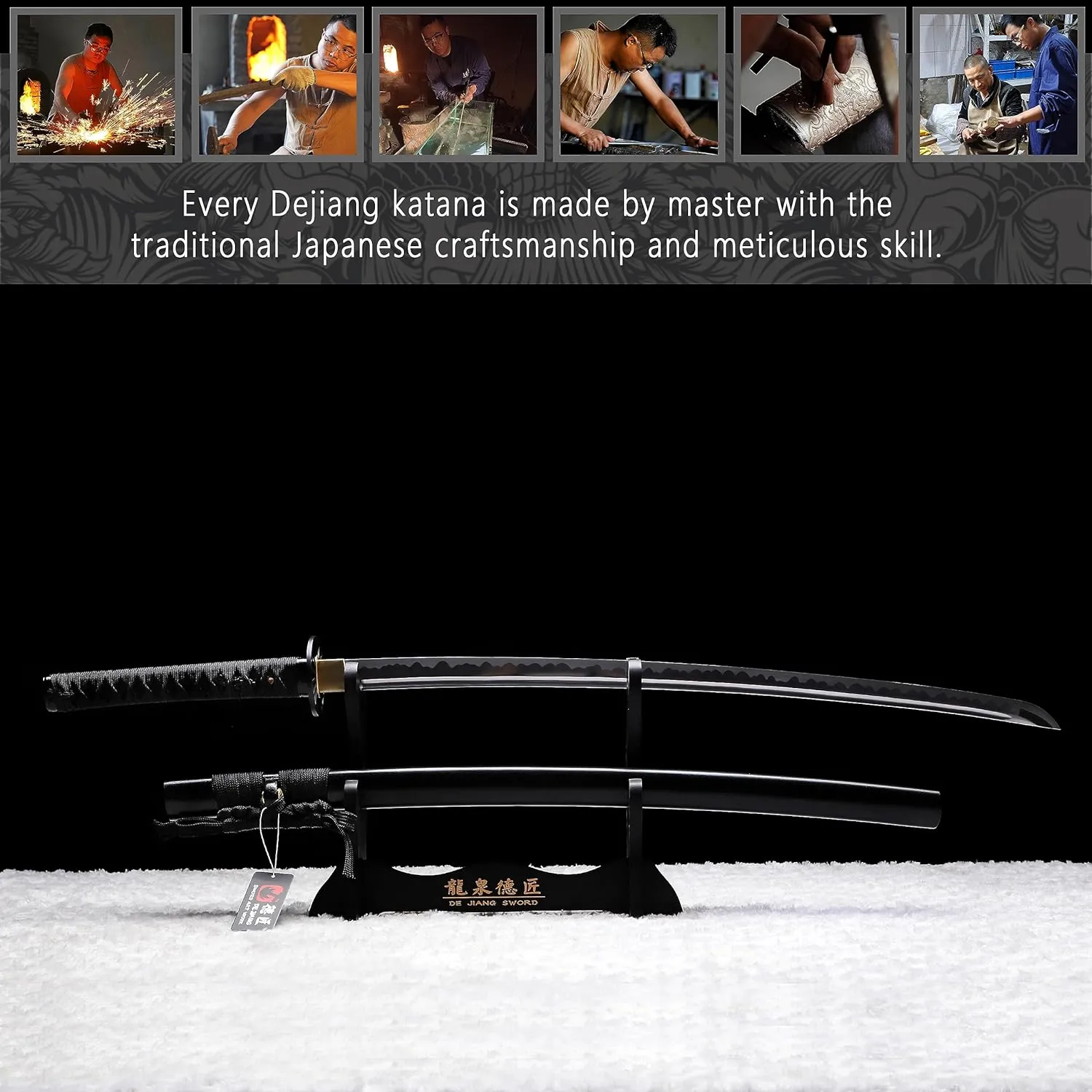 Katana Real Samurai Sword, 1095 1060 T10 Handmade Japanese Swords Full Tang Carbon Steel, for Training, Collecting, Dojo, Lovers of Japanese Culture etc