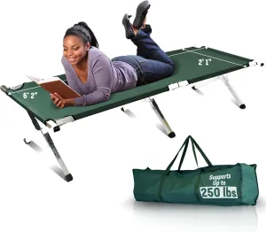 Kemp USA Aluminum Military and Camping Portable Folding Cot Stretcher, Green