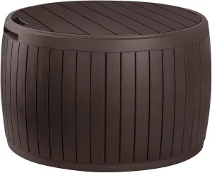 Keter Outdoor Storage Deck Box, 37 Gallon Waterproof Patio Table Bin, Circa, Brown