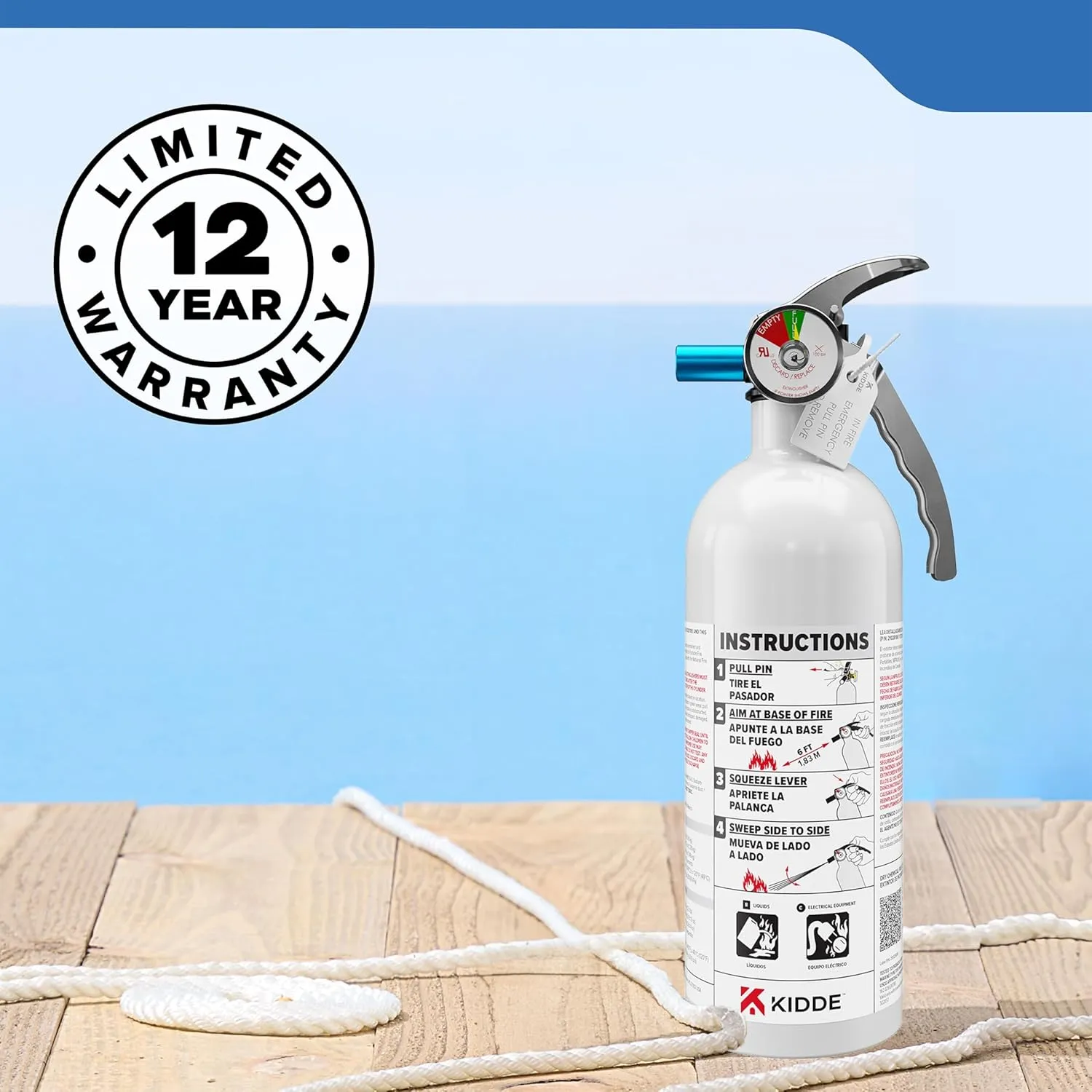 Kidde Mariner 5 Fire Extinguisher for Boats, Single-Use 5BC