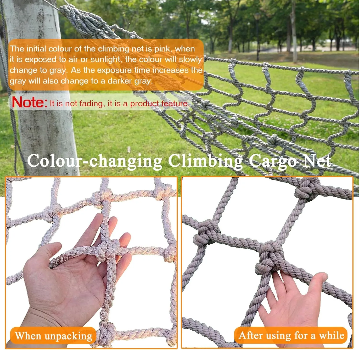 Kids Climbing Net,Playground Netting Climbing,Heavy Duty Strong and Durable Rope Safety Net for Indoor Outdoor Treehouse, Gym, Balcony,Cargo,23 * 29.5ft