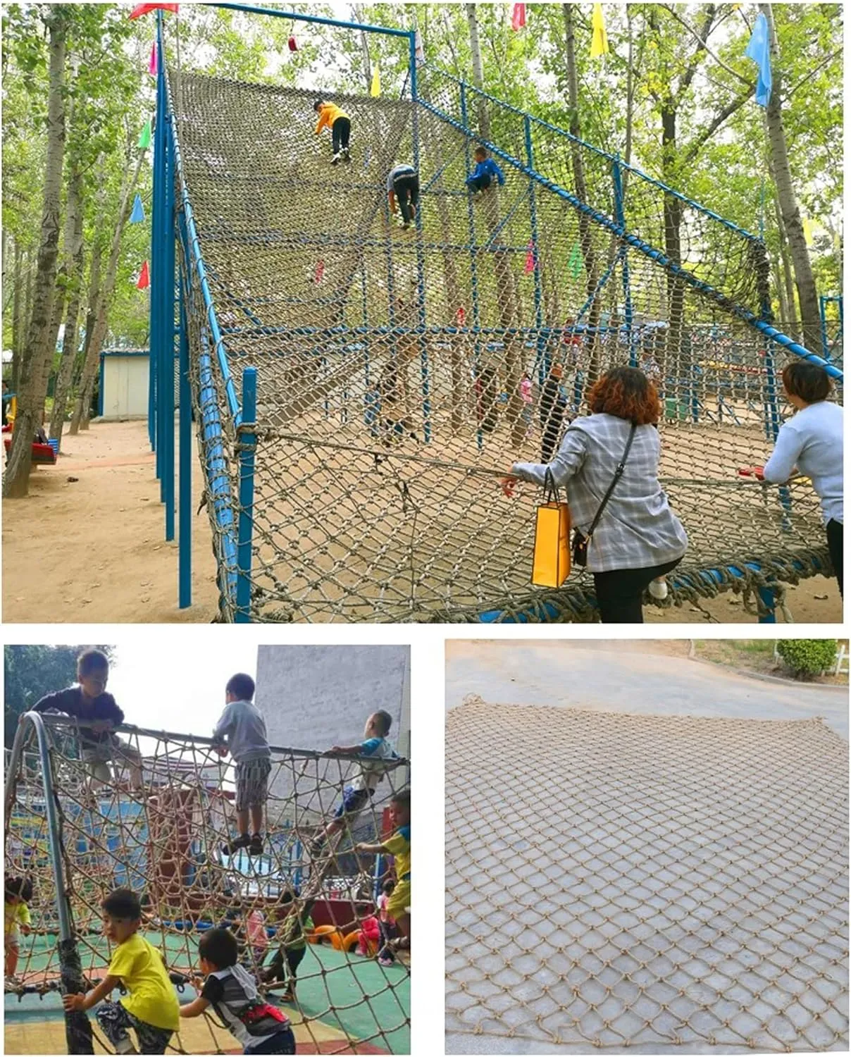 Kids Playground Hemp Rope Net,Heavy Duty Play Safety Netting,Playground Fence Protective Mesh,Rope Bridge Rope Ladder Climbing Net,Truck Cargo Net Cover,Child (Size:1M×3M(3.3FT×9.8FT),Color:Jute)