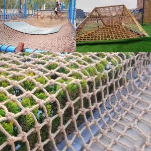 Kids Playground Hemp Rope Net,Heavy Duty Play Safety Netting,Playground Fence Protective Mesh,Rope Bridge Rope Ladder Climbing Net,Truck Cargo Net Cover,Child (Size:1M×3M(3.3FT×9.8FT),Color:Jute)