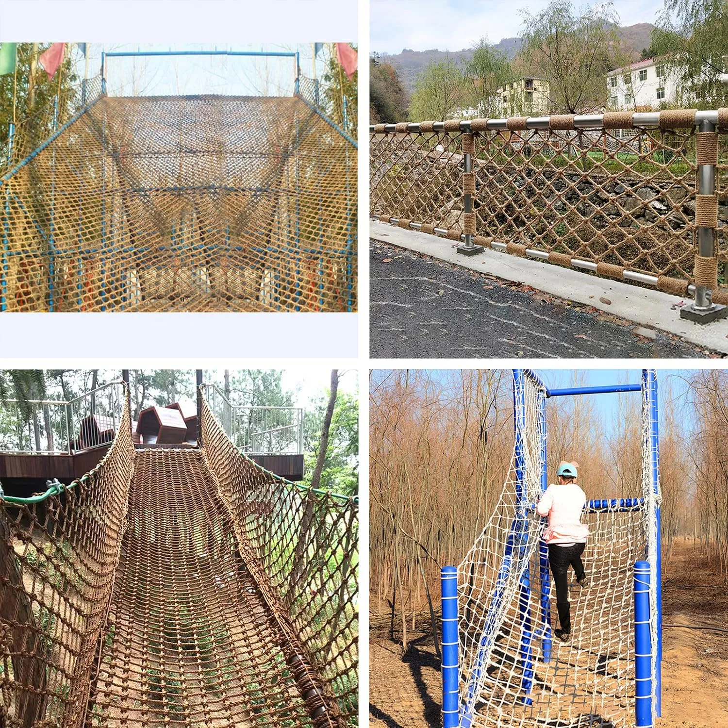 Kids Playground Hemp Rope Net,Heavy Duty Play Safety Netting,Playground Fence Protective Mesh,Rope Bridge Rope Ladder Climbing Net,Truck Cargo Net Cover,Child (Size:1M×3M(3.3FT×9.8FT),Color:Jute)