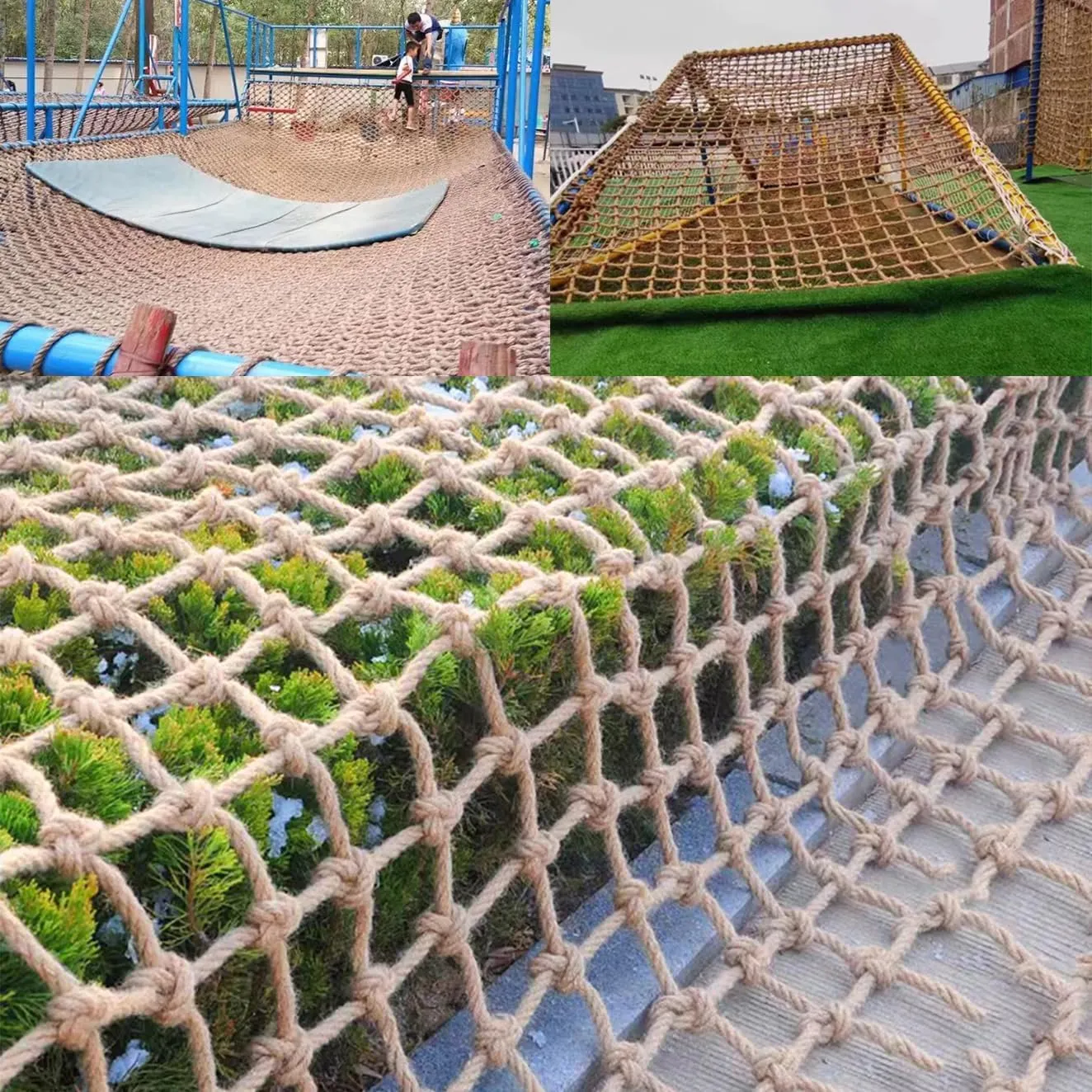 Kids Playground Hemp Rope Net,Heavy Duty Play Safety Netting,Playground Fence Protective Mesh,Rope Bridge Rope Ladder Climbing Net,Truck Cargo Net Cover,Child (Size:1M×3M(3.3FT×9.8FT),Color:Jute)