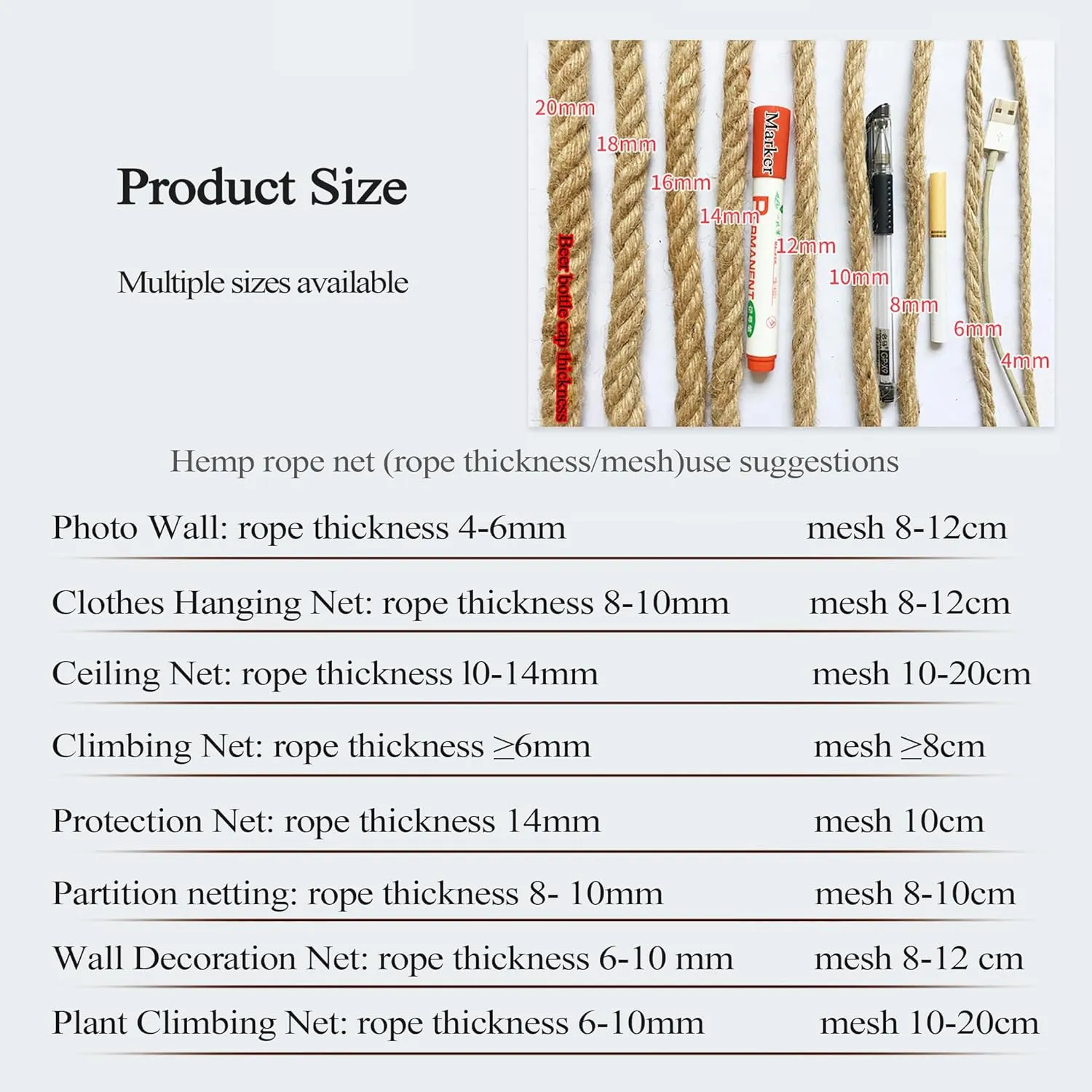 Kids Playground Hemp Rope Net,Heavy Duty Play Safety Netting,Playground Fence Protective Mesh,Rope Bridge Rope Ladder Climbing Net,Truck Cargo Net Cover,Child (Size:1M×3M(3.3FT×9.8FT),Color:Jute)