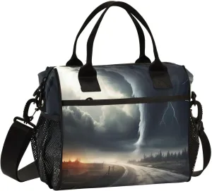 Kigai Insulated Lunch Bag for Women Men, Large Highway Tornado Cooler Bag Reusable Lunch Box Leakproof Cooler Tote with Shoulder Strap for Office Picnic Beach