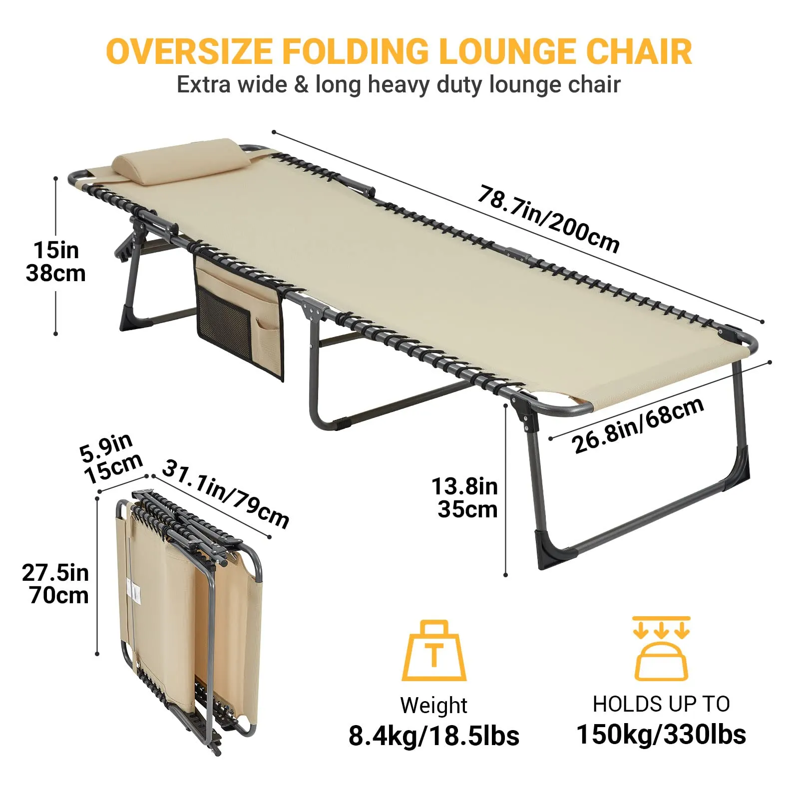 KingCamp BAVARIA COOL Adjustable Cot Beach Lounger