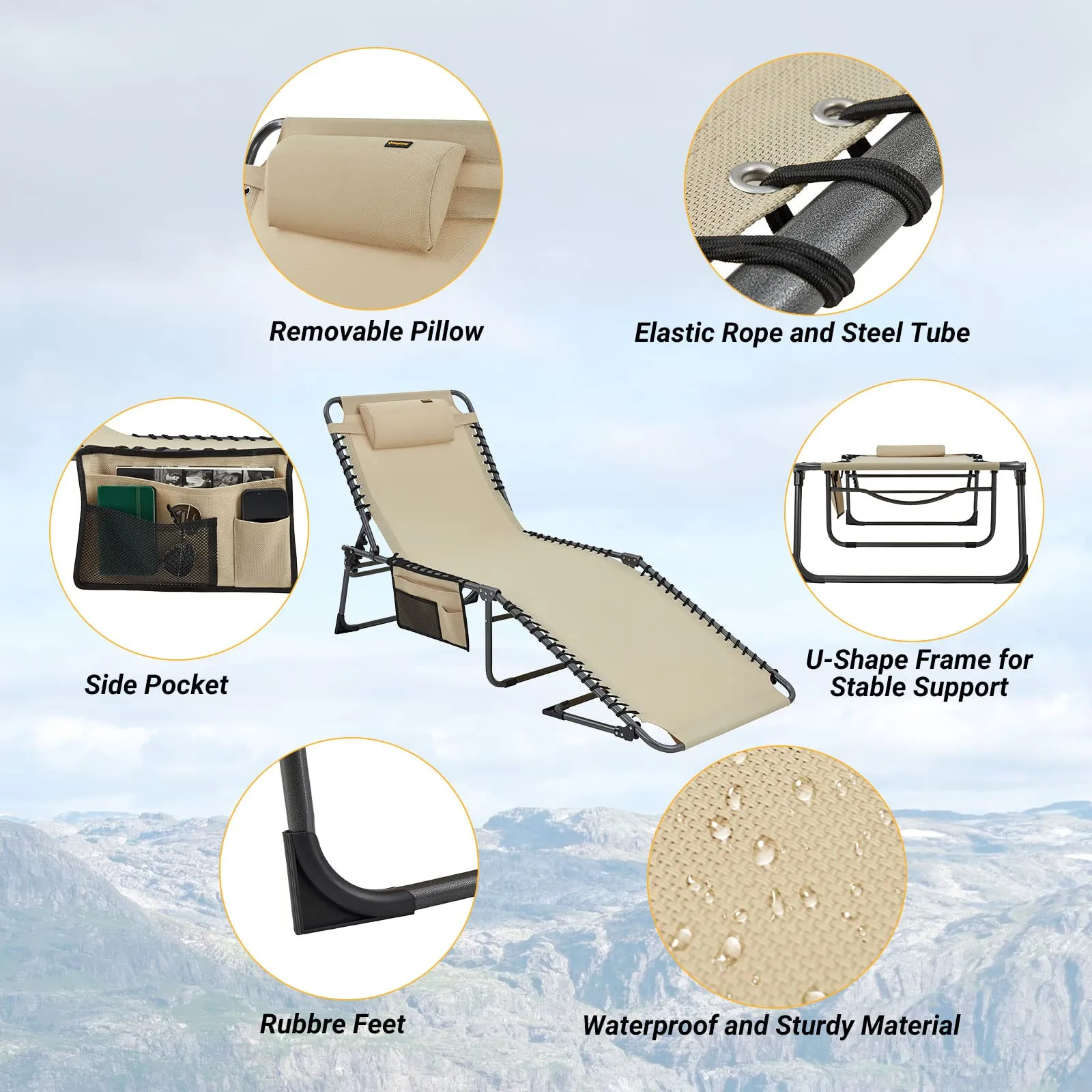 KingCamp BAVARIA COOL Adjustable Cot Beach Lounger