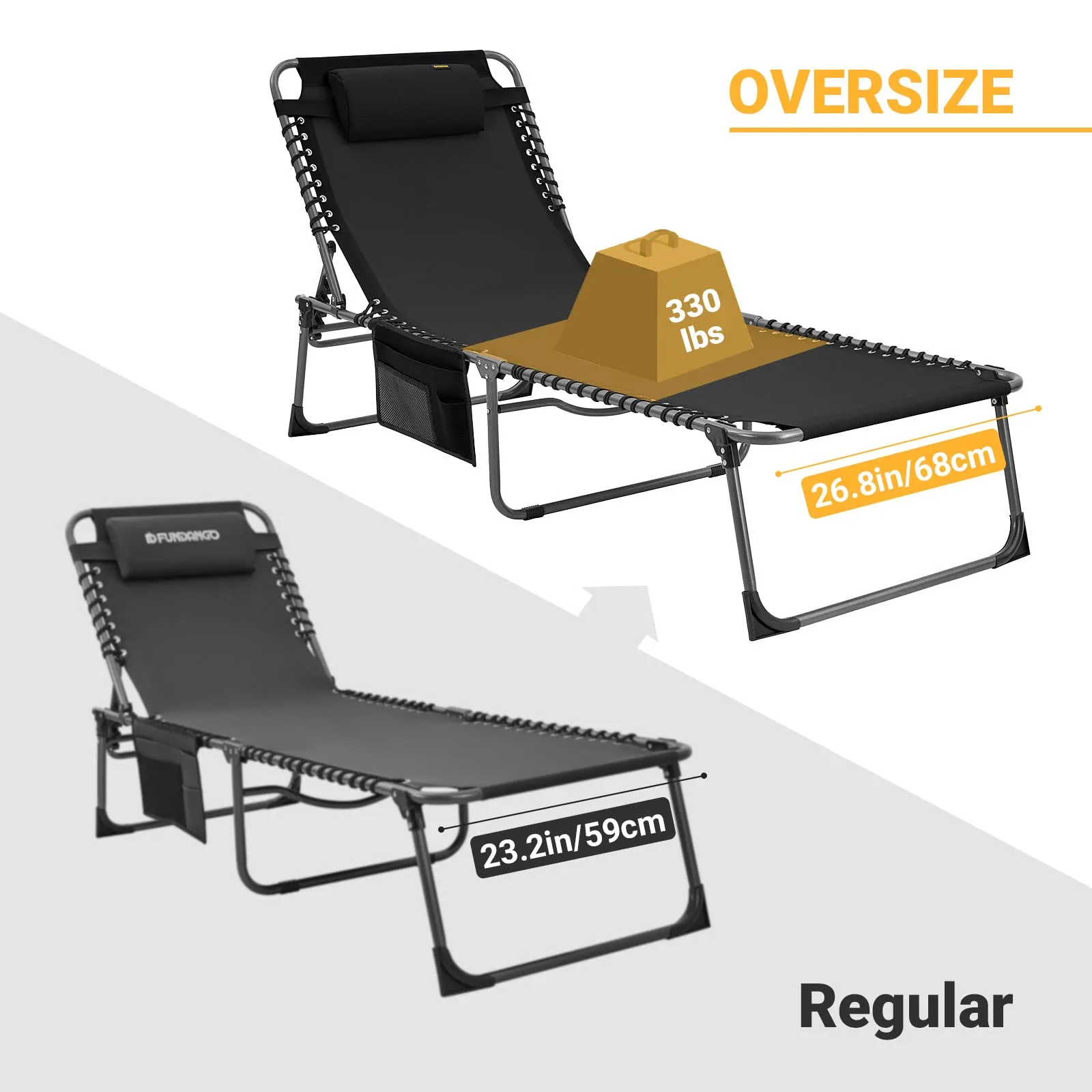 KingCamp BAVARIA COOL Adjustable Cot Beach Lounger