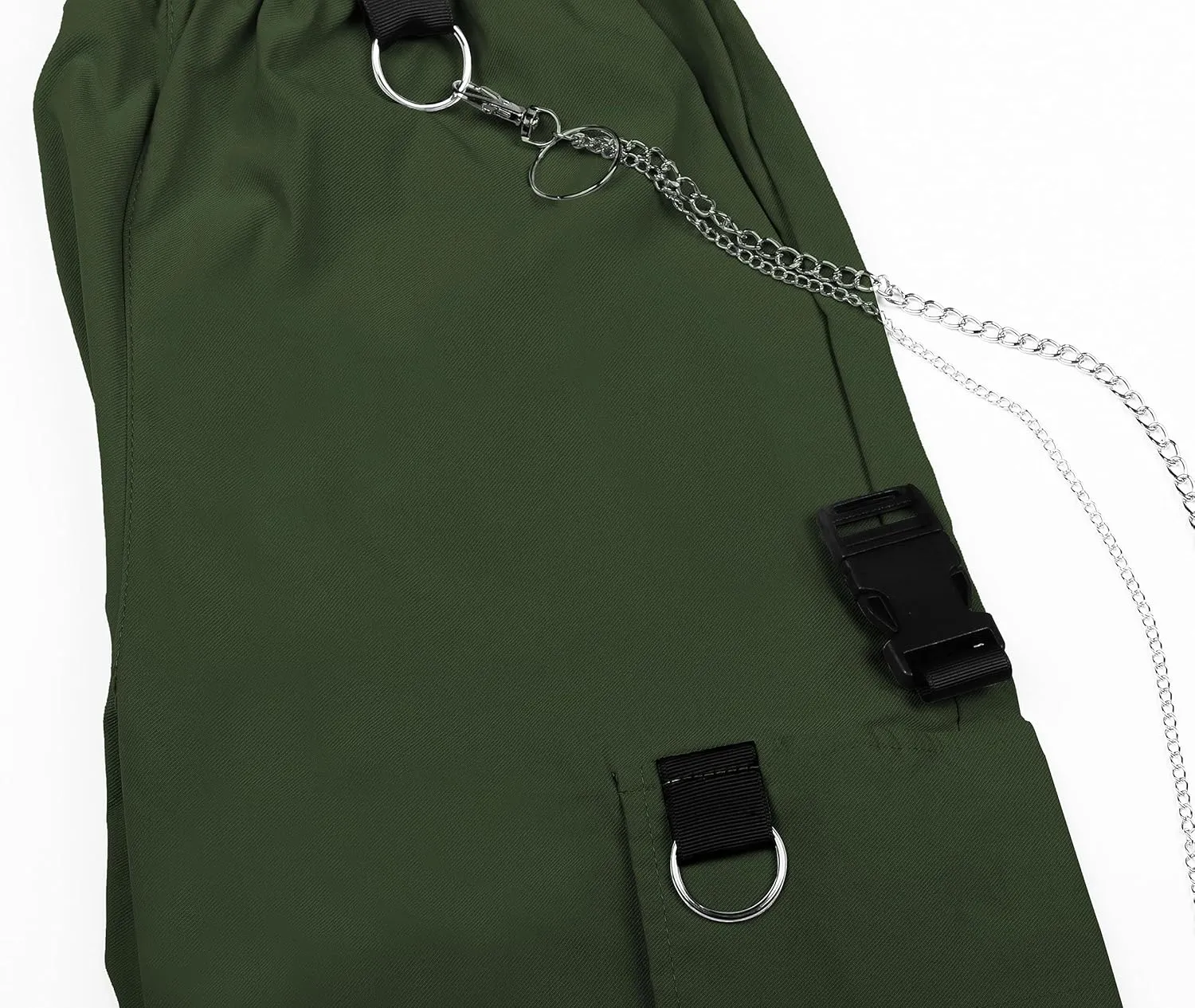 Kisswow Women's Cargo Jogger Pants Baggy Cargo Pants with Chain