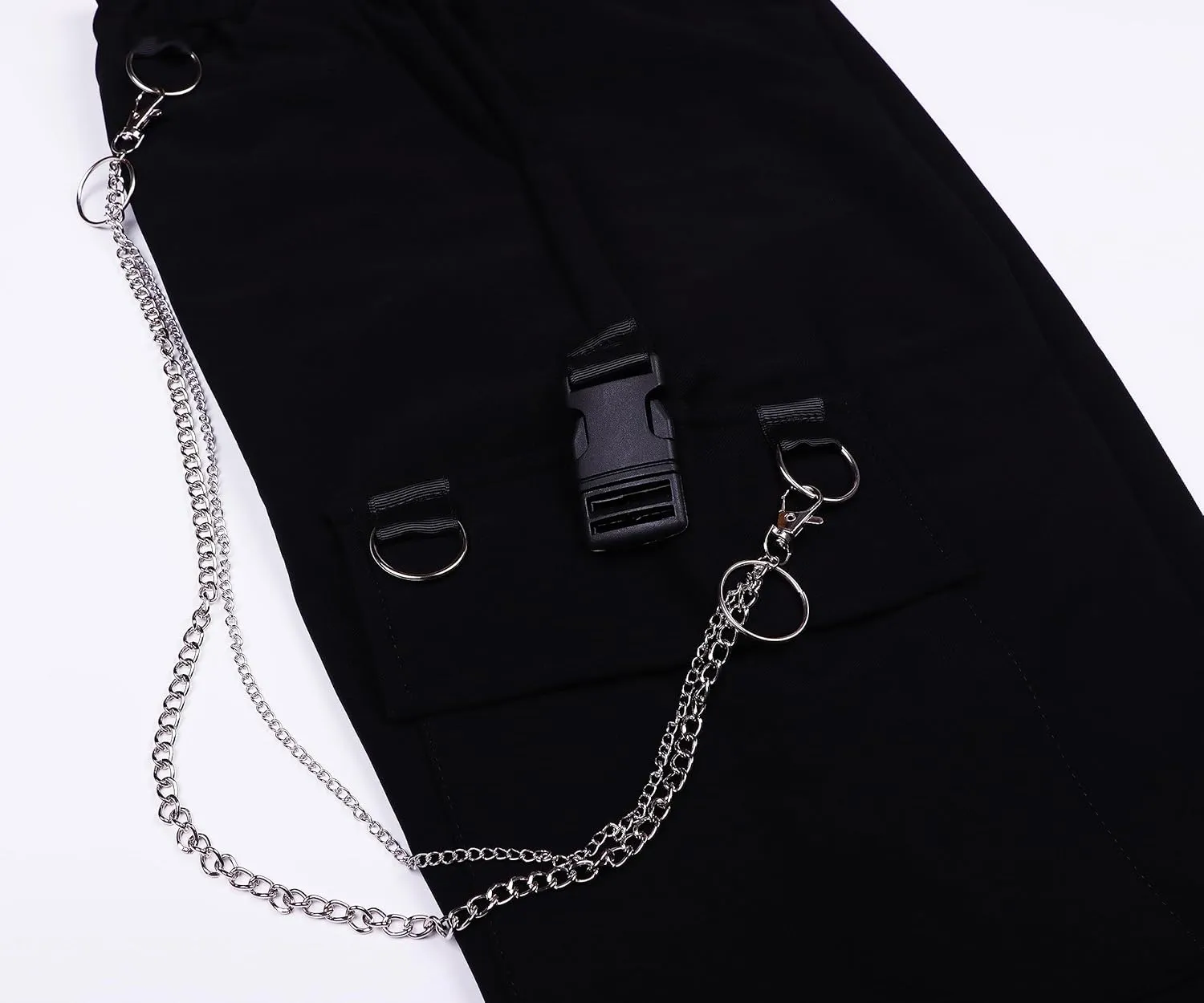 Kisswow Women's Cargo Jogger Pants Baggy Cargo Pants with Chain