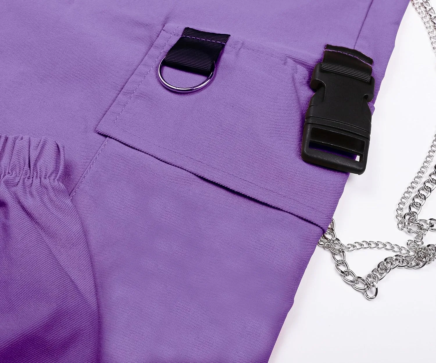 Kisswow Women's Cargo Jogger Pants Baggy Cargo Pants with Chain