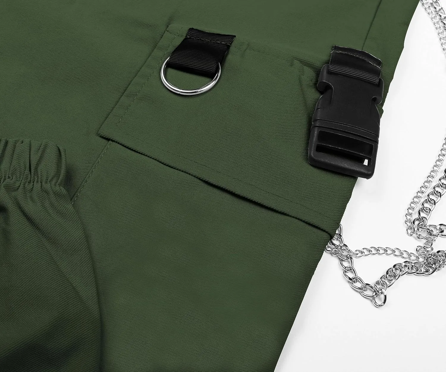 Kisswow Women's Cargo Jogger Pants Baggy Cargo Pants with Chain