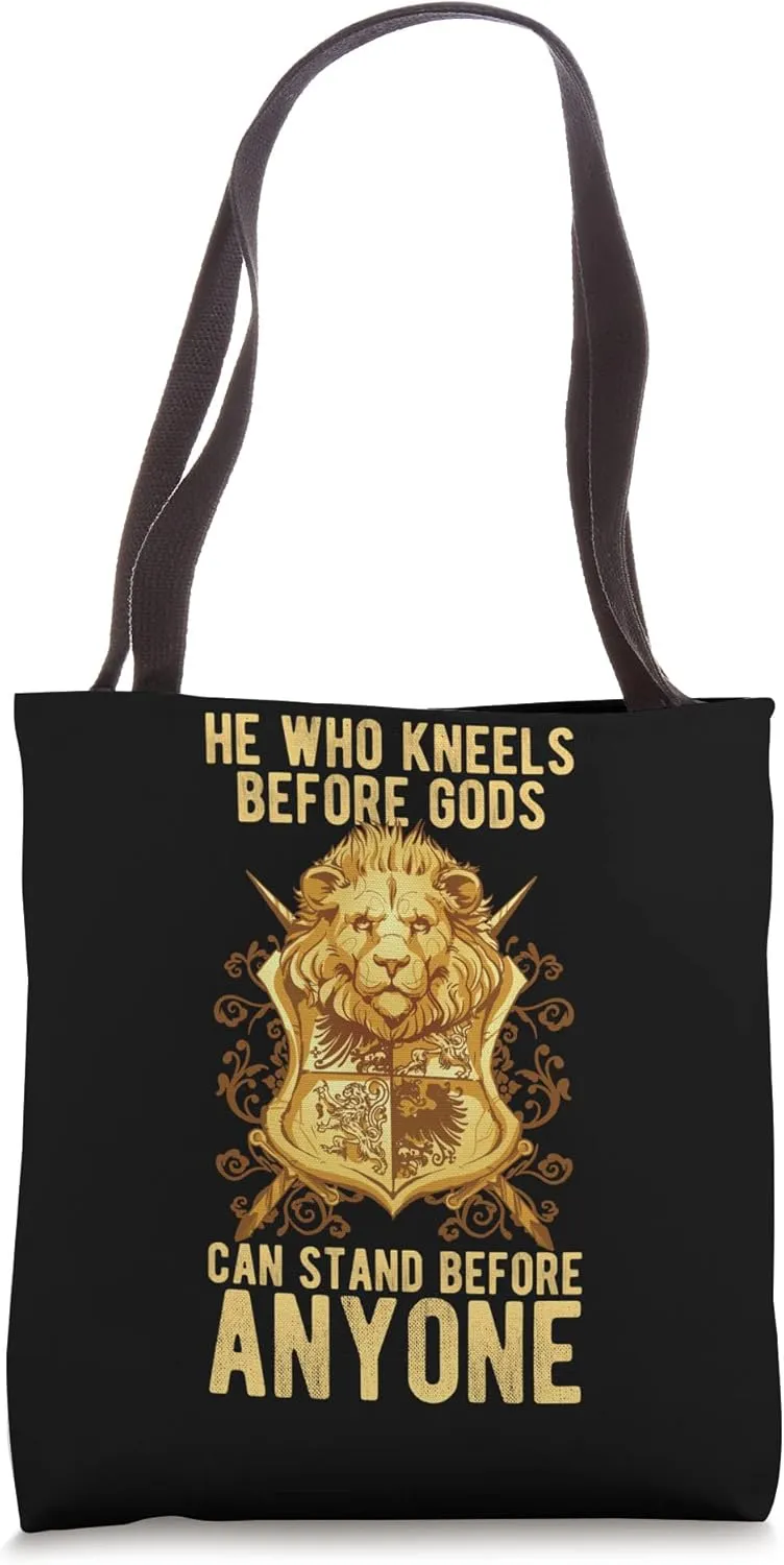 Kneels Before Gods Can Stand Anyone Jungle Lion Tote Bag