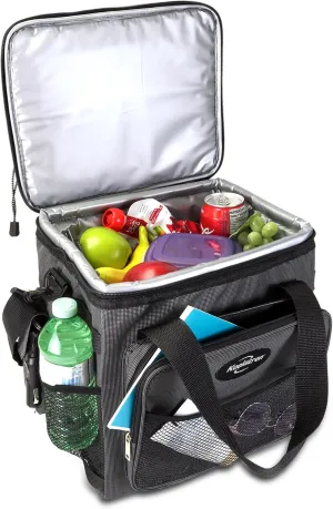 Koolatron Electric Portable Cooler Plug in 12V Car Cooler Bag 13L No Ice Camping Adjustable Shoulder Strap with 110 Volt AC to 12 Volt DC Power Adapter w/Circuit Breaker 5A DC Power Converter