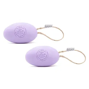La Maison du Savon - Lavender French Soap on a Rope Duo - Moisturizing Hand & Body Soap Bars with Organic Shea Butter, Donkey Milk - Natural Ingredients - Made in Provence - 2 x 6.2 oz