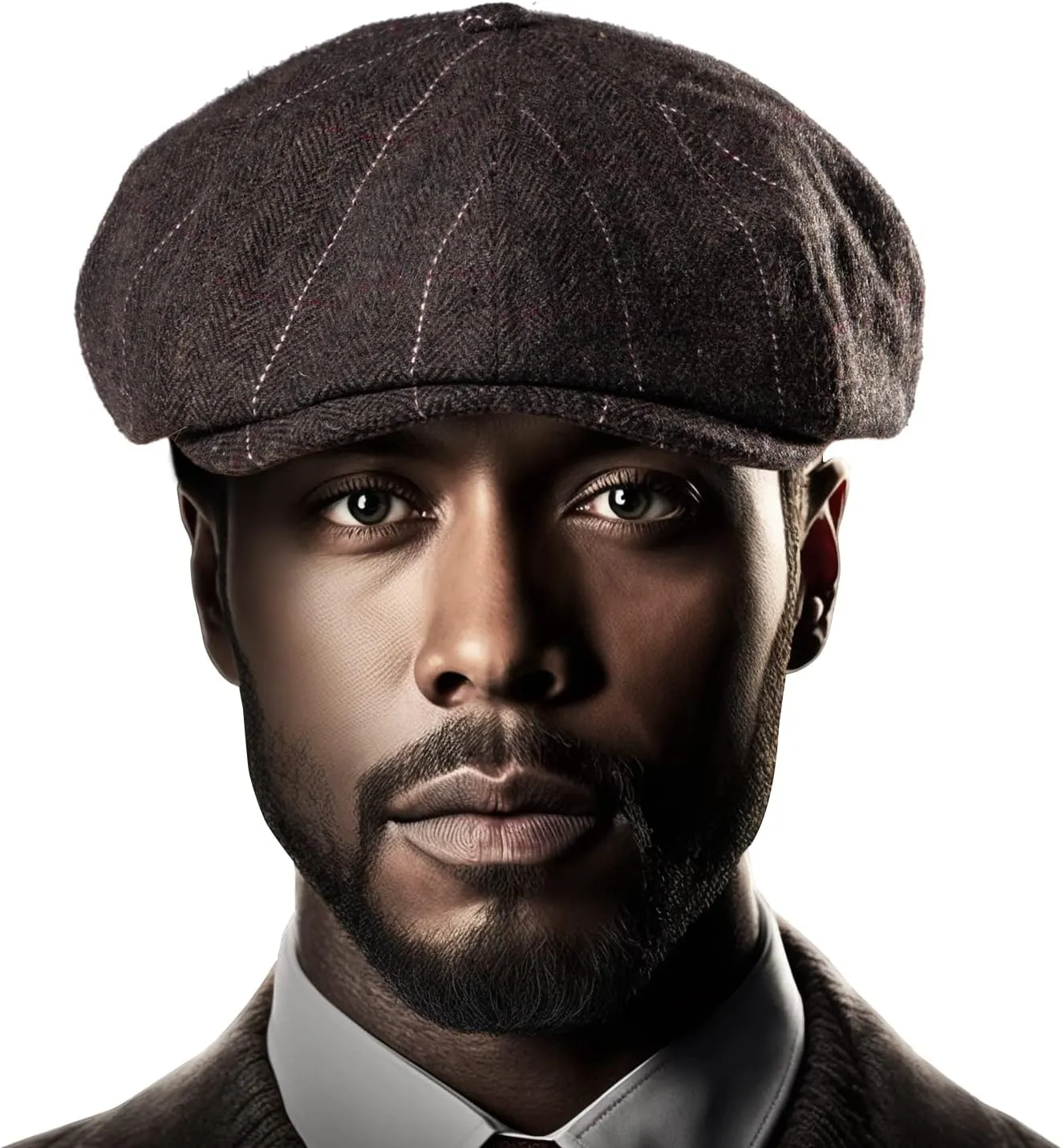 LADYBRO 2 Pack 8-Panel Newsboy Hats for Men Cabbie Wool Blend Tweed Irish Cap Adjustable