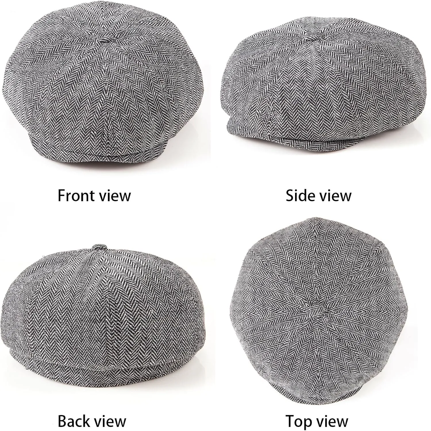 LADYBRO 2 Pack 8-Panel Newsboy Hats for Men Cabbie Wool Blend Tweed Irish Cap Adjustable