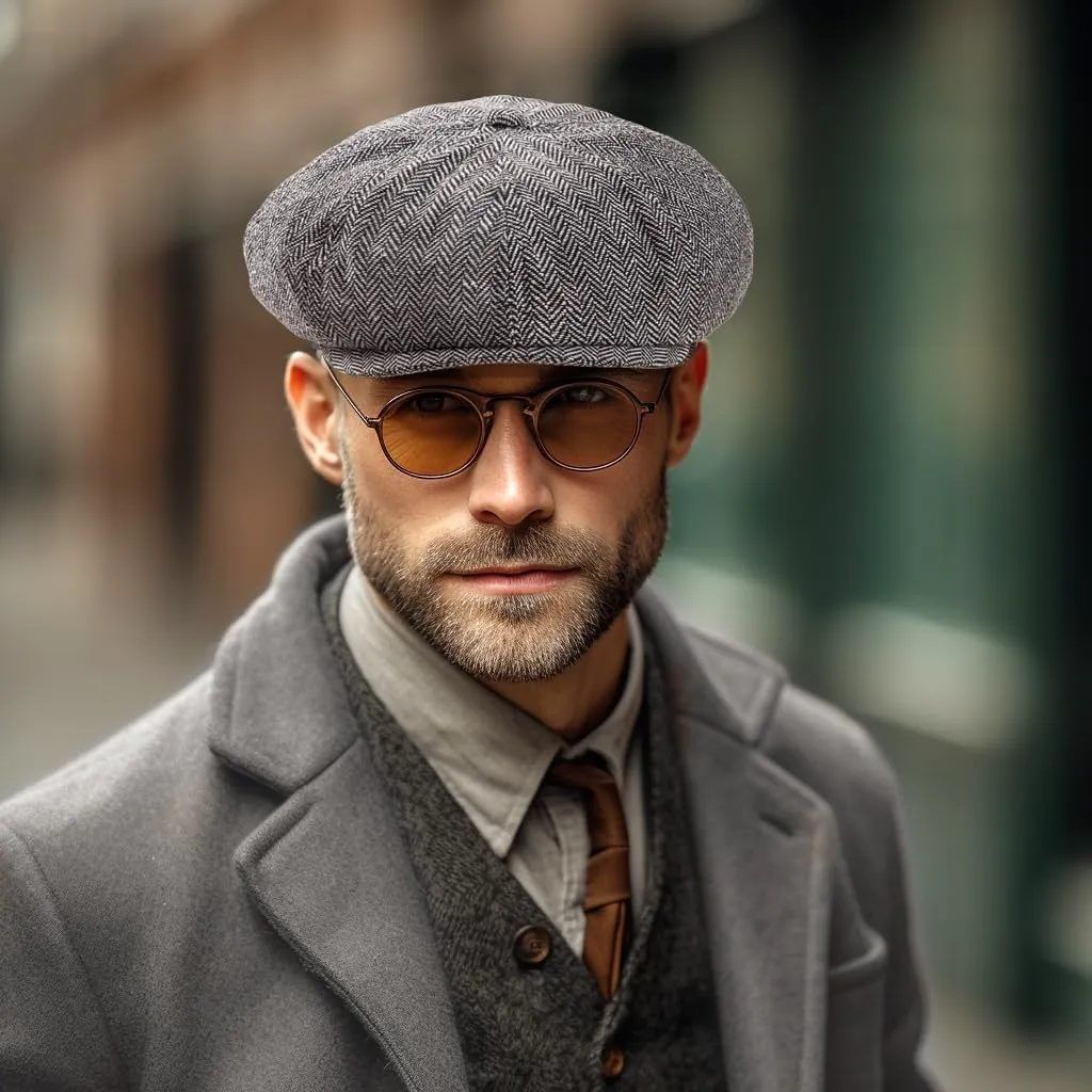 LADYBRO 2 Pack 8-Panel Newsboy Hats for Men Cabbie Wool Blend Tweed Irish Cap Adjustable