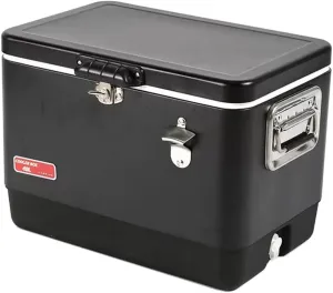 LANGWEI Camping Coolers with Handle, 40L Heavy Duty Black Outdoor Hard Cooler Ice Chest, Portable Insulated Cooler Box for Camping Picnic Fishing