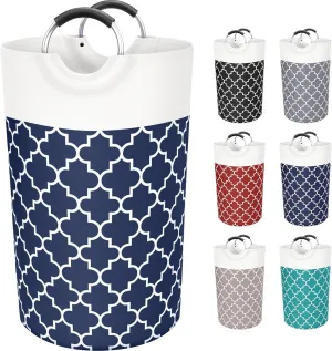 Large Laundry Basket Laundry Hamper Bag Washing Bin Clothes Bag Collapsible Tall with Handles Waterproof Travel Bathroom College Essentials Storage for College Dorm, Family (Blue) 82L