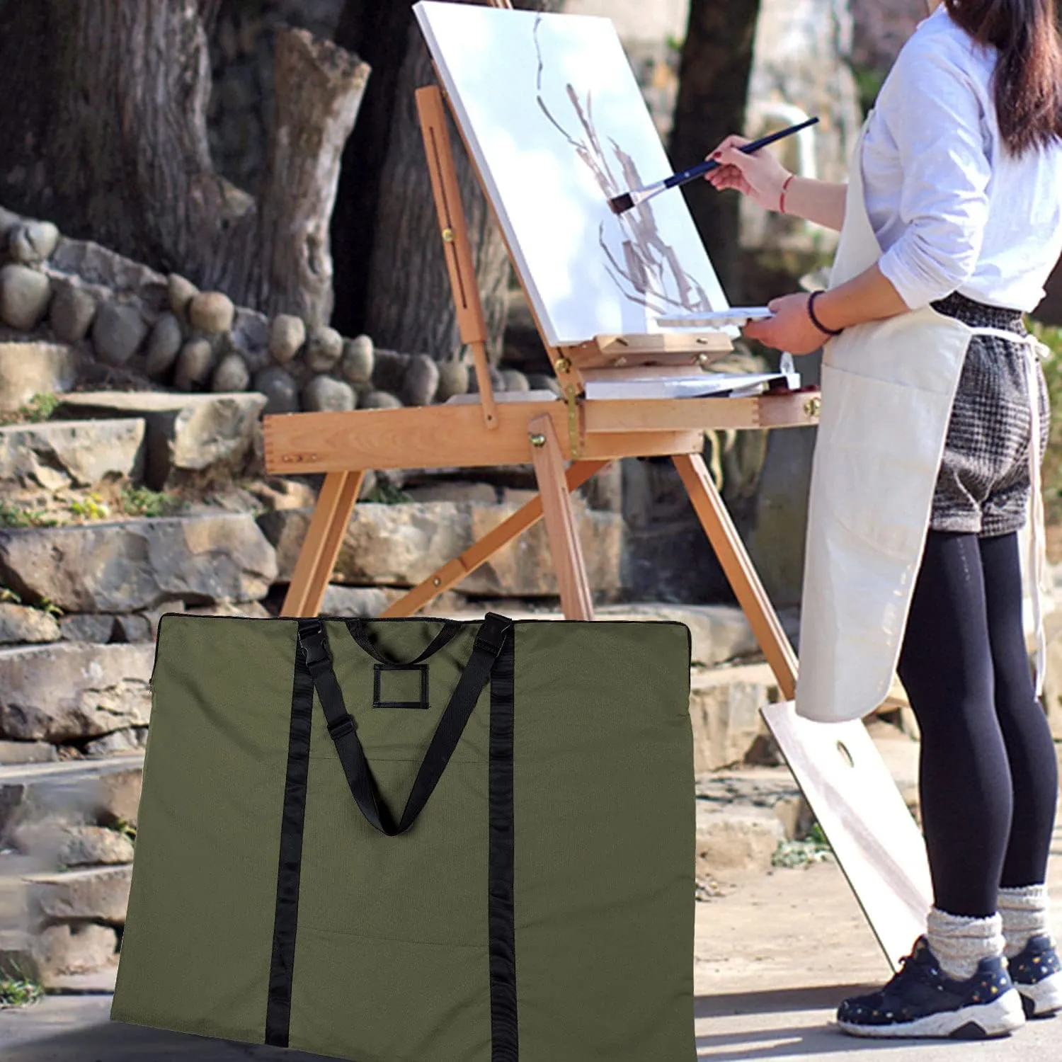 Large Size Art Portfolio Bag with Nylon Shoulder, 24 x 36 inches Light Weight Poster Storage Bag Board Holder with Handle and Zipper for Poster, Sketching and Drawing