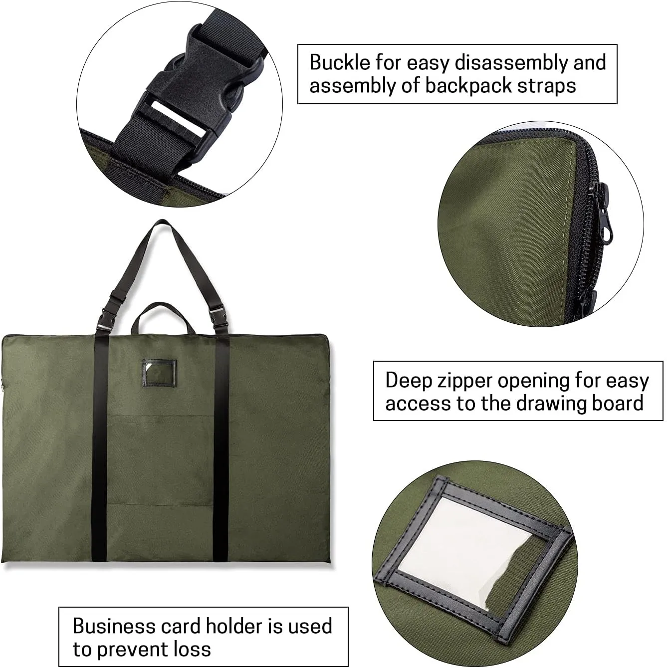 Large Size Art Portfolio Bag with Nylon Shoulder, 24 x 36 inches Light Weight Poster Storage Bag Board Holder with Handle and Zipper for Poster, Sketching and Drawing