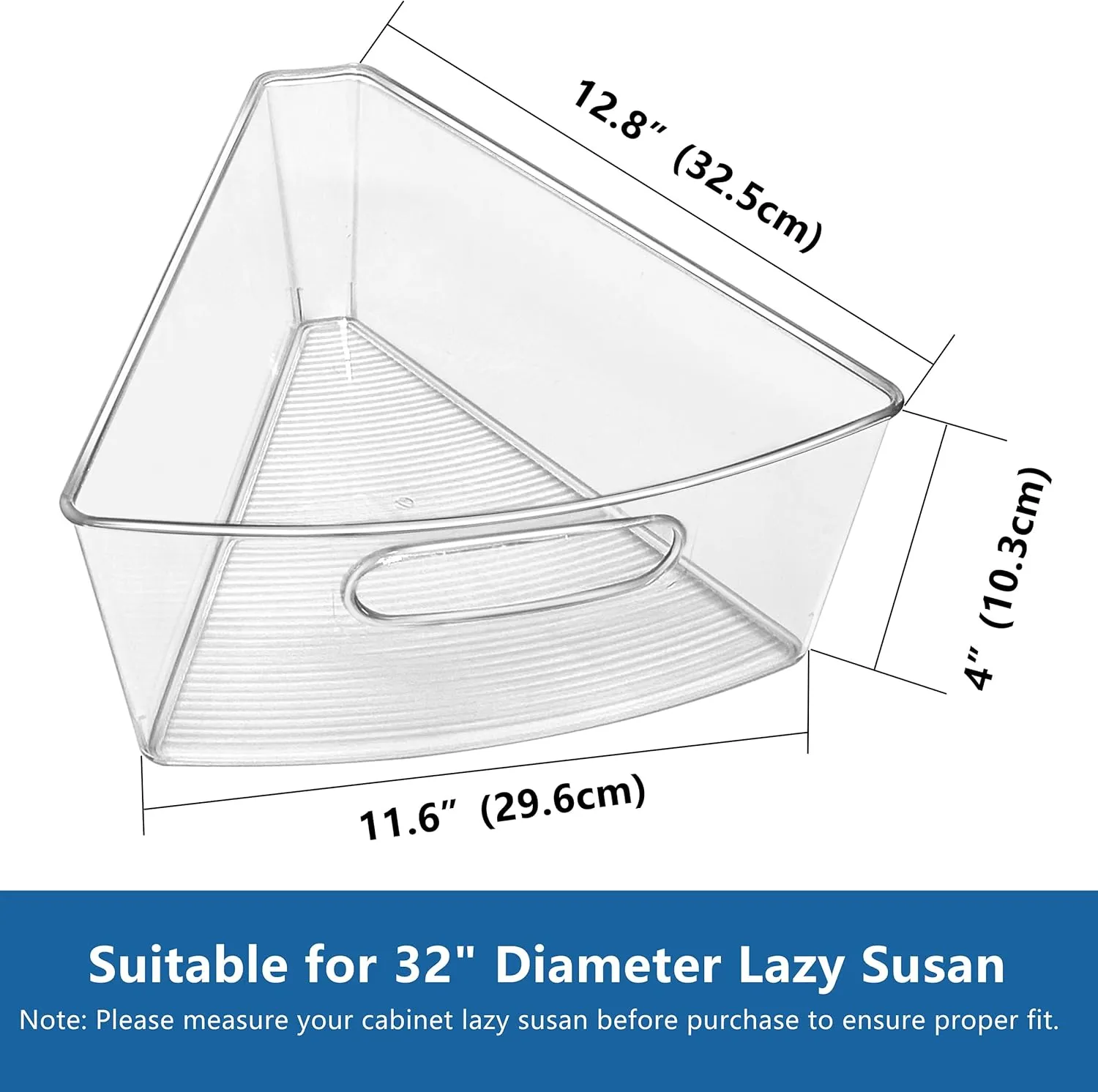 Lazy Susan Organizer Bins for 32"-33” Diameter Corner Lazy Susan Turntable for Cabinet, 6 Pack, Clear Plastic Rotating Cabinet and Pantry Storage Bins, 1/8 Wedge-Food Safe, BPA Free