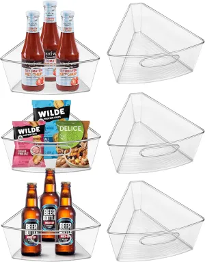 Lazy Susan Organizer Bins for 32"-33” Diameter Corner Lazy Susan Turntable for Cabinet, 6 Pack, Clear Plastic Rotating Cabinet and Pantry Storage Bins, 1/8 Wedge-Food Safe, BPA Free