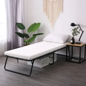 LEISUIT Foldaway Guest Bed Cot - Portable Folding Bed Frame with Thick Memory Foam Mattress for Spare Bedroom & Office