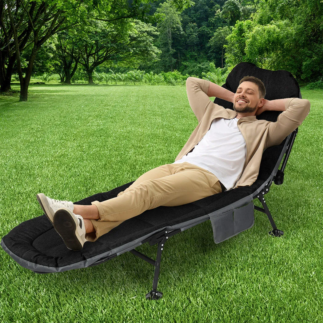 Levede Folding Camping Bed Camp Cots Black-WA_Metro