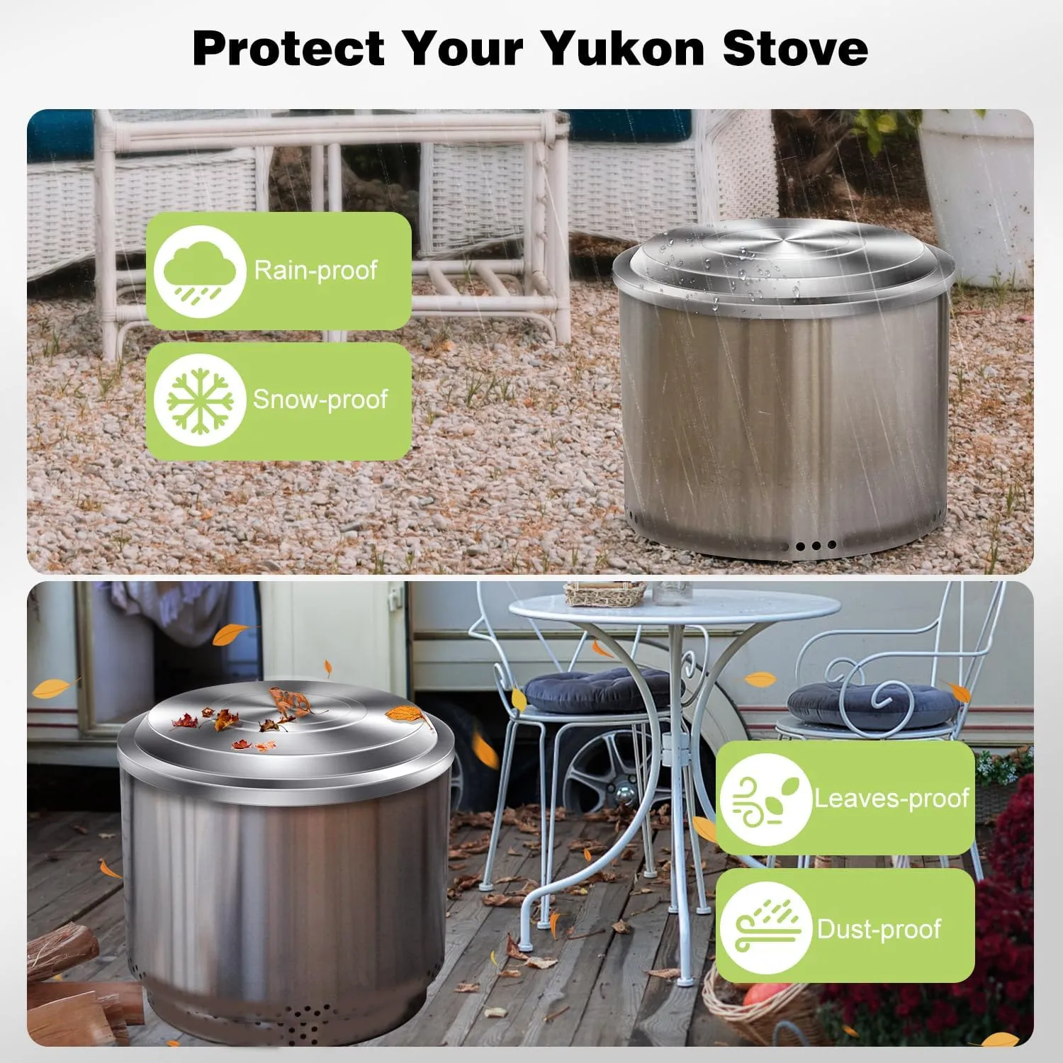 Lid for Solo Stove Yukon: 27 Inch Stainless Steel Fire Pit Cover for Solo Stove Yukon 1.0 and 2.0 Firepit, Camping Accessory for Solo Stove Yukon and Other 27”Outdoor Fire Pits
