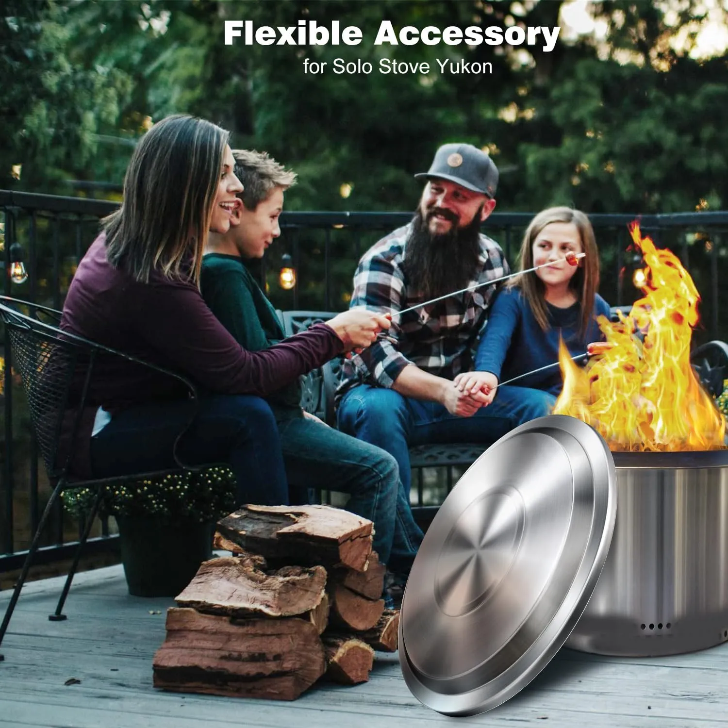 Lid for Solo Stove Yukon: 27 Inch Stainless Steel Fire Pit Cover for Solo Stove Yukon 1.0 and 2.0 Firepit, Camping Accessory for Solo Stove Yukon and Other 27”Outdoor Fire Pits