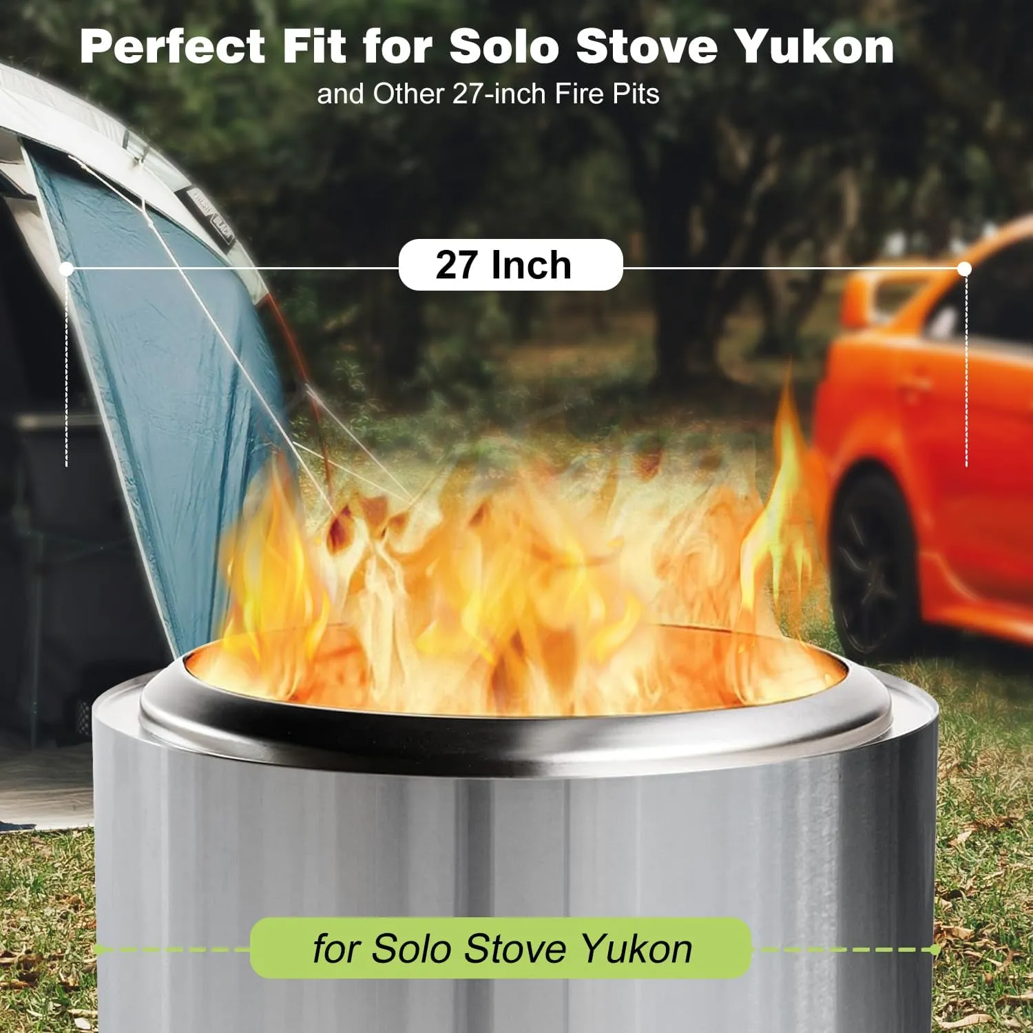 Lid for Solo Stove Yukon: 27 Inch Stainless Steel Fire Pit Cover for Solo Stove Yukon 1.0 and 2.0 Firepit, Camping Accessory for Solo Stove Yukon and Other 27”Outdoor Fire Pits