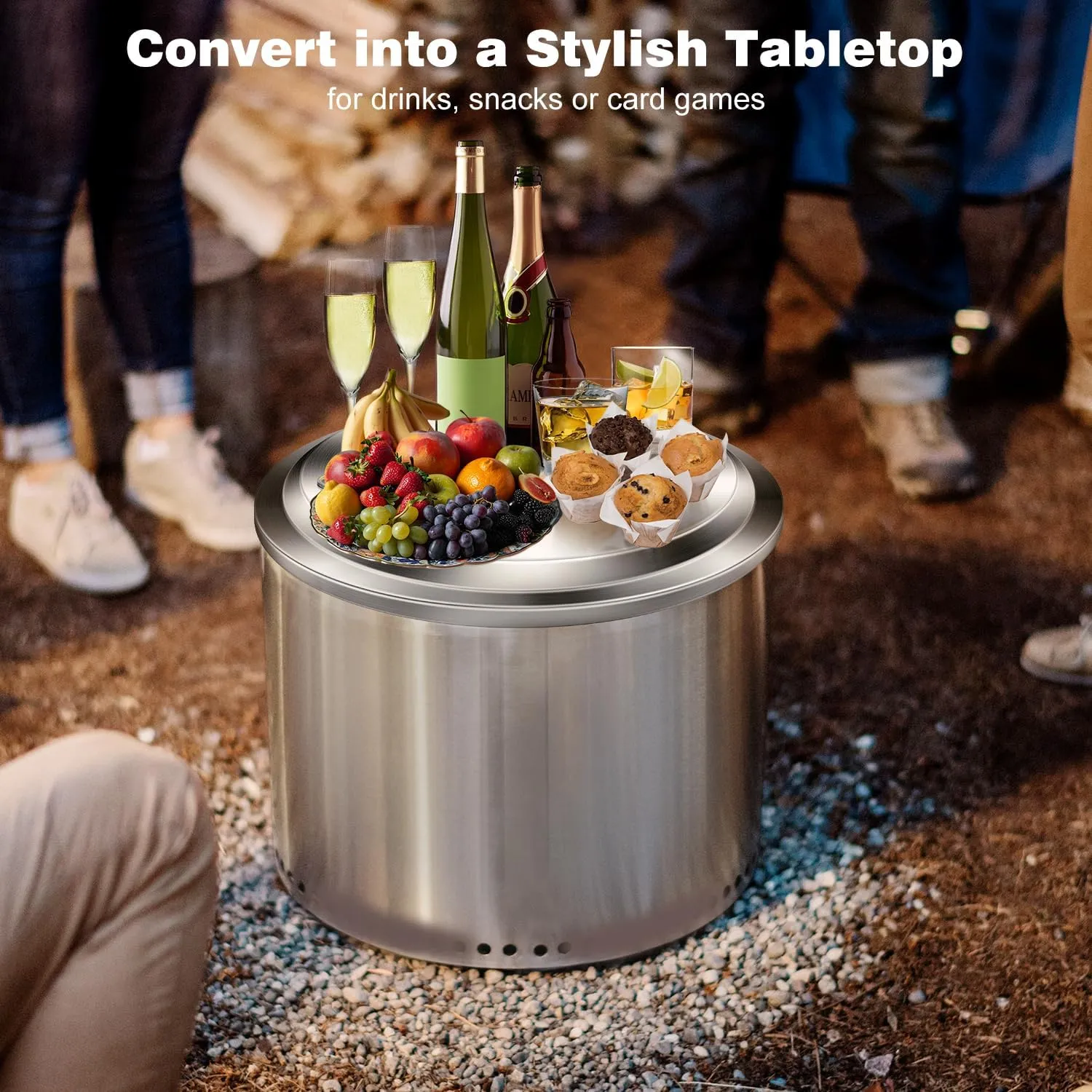 Lid for Solo Stove Yukon: 27 Inch Stainless Steel Fire Pit Cover for Solo Stove Yukon 1.0 and 2.0 Firepit, Camping Accessory for Solo Stove Yukon and Other 27”Outdoor Fire Pits