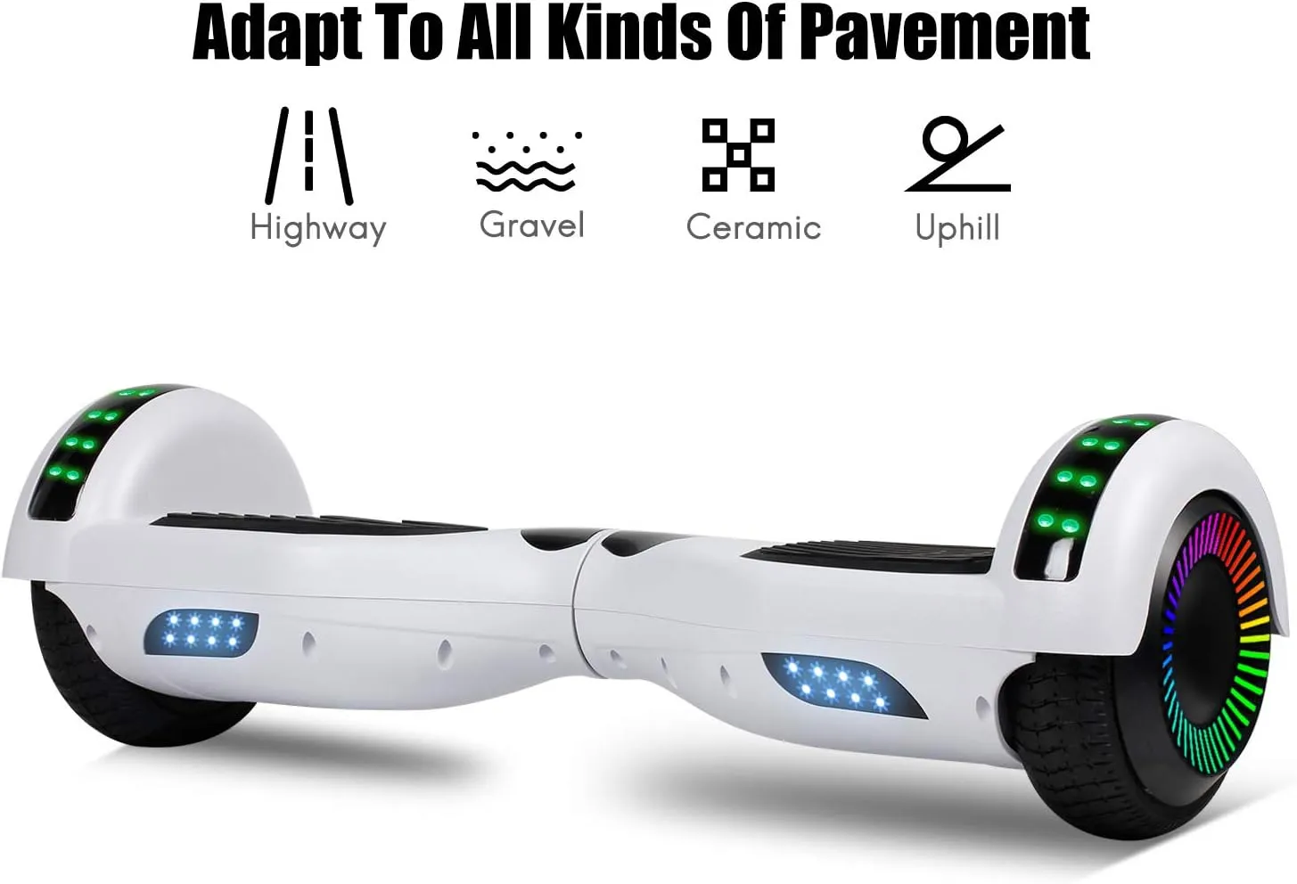 LIEAGLE Hoverboard, 6.5" Self Balancing Scooter Hover Board with Bluetooth Wheels LED Lights for Kids Adults