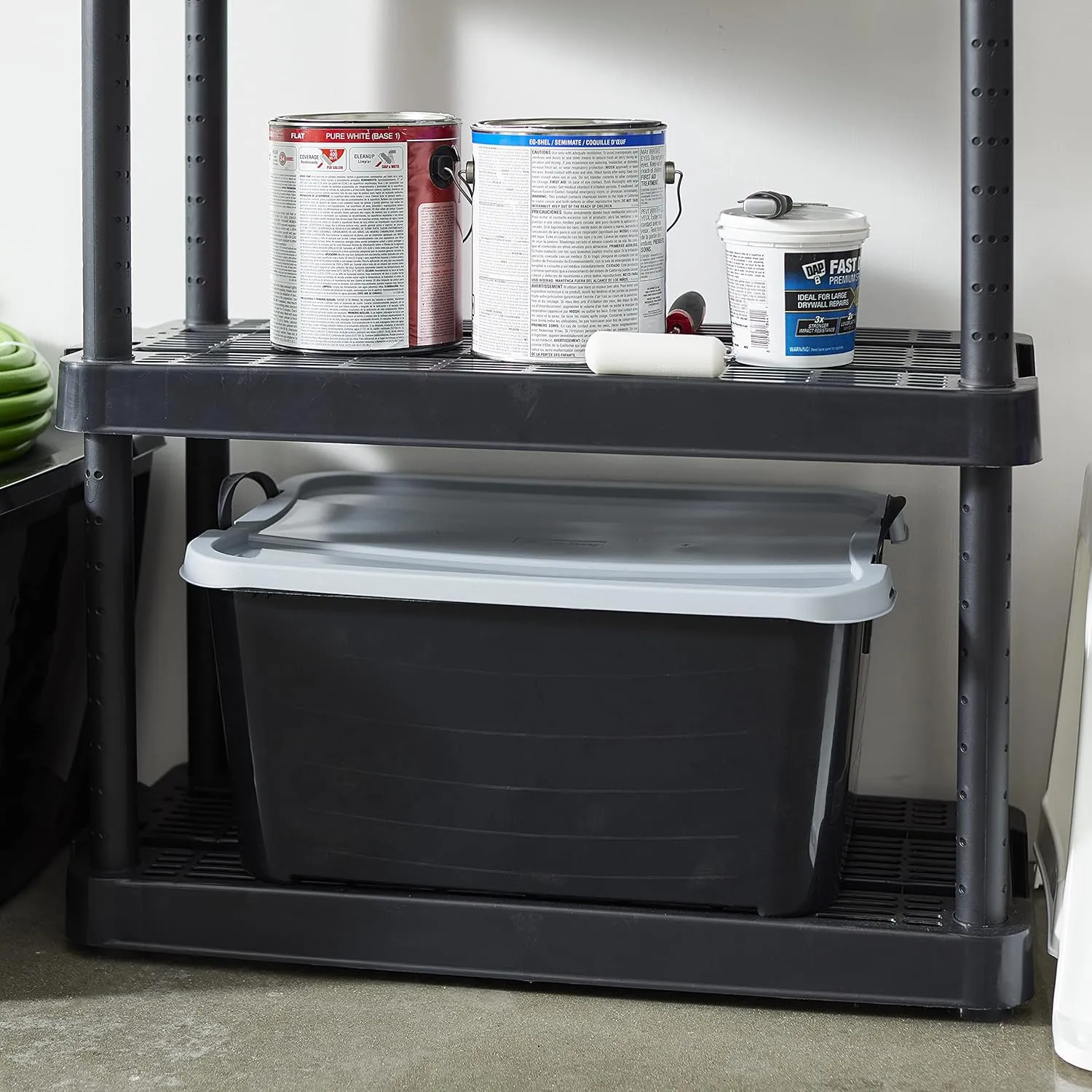Life Story 6-Pack Plastic Storage Bins with Lids, Black & Gray, 55 Quart - Stackable, Heavy-Duty Tote Containers for Home, Garage or Moving, Secure Snap-Lock Lid & Built-In Handles for Easy Carrying