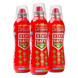 LifeSafe Technologies StaySafe All-in-1 Portable Fire Extinguisher | Easy to Use Compact Fire Spray for 10 Types of Fires | Non-Toxic & Eco-Friendly For Home, Kitchen, Car, Garage, Boat