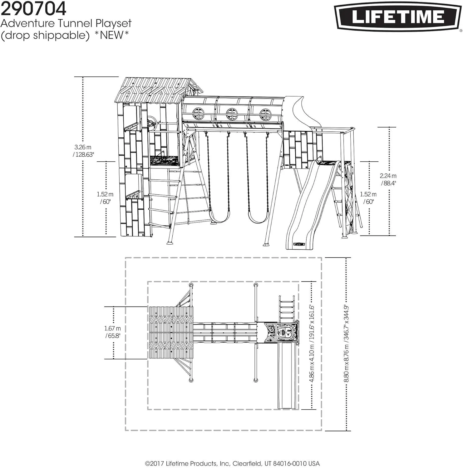 Lifetime 290704 Adventure Tunnel Swing Set, Earthtone