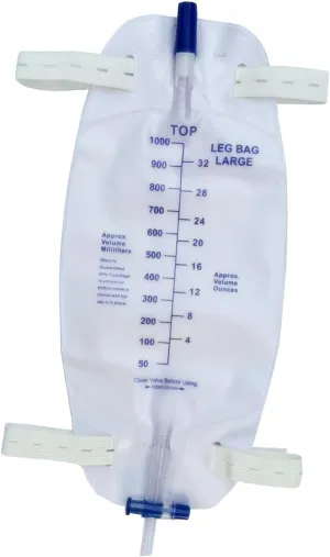Lifevv 3 Pack Easy-Tap Leg Bag, Urinary Drainage Bag, 32 oz Anti-Reflux Valve, Cloth Straps