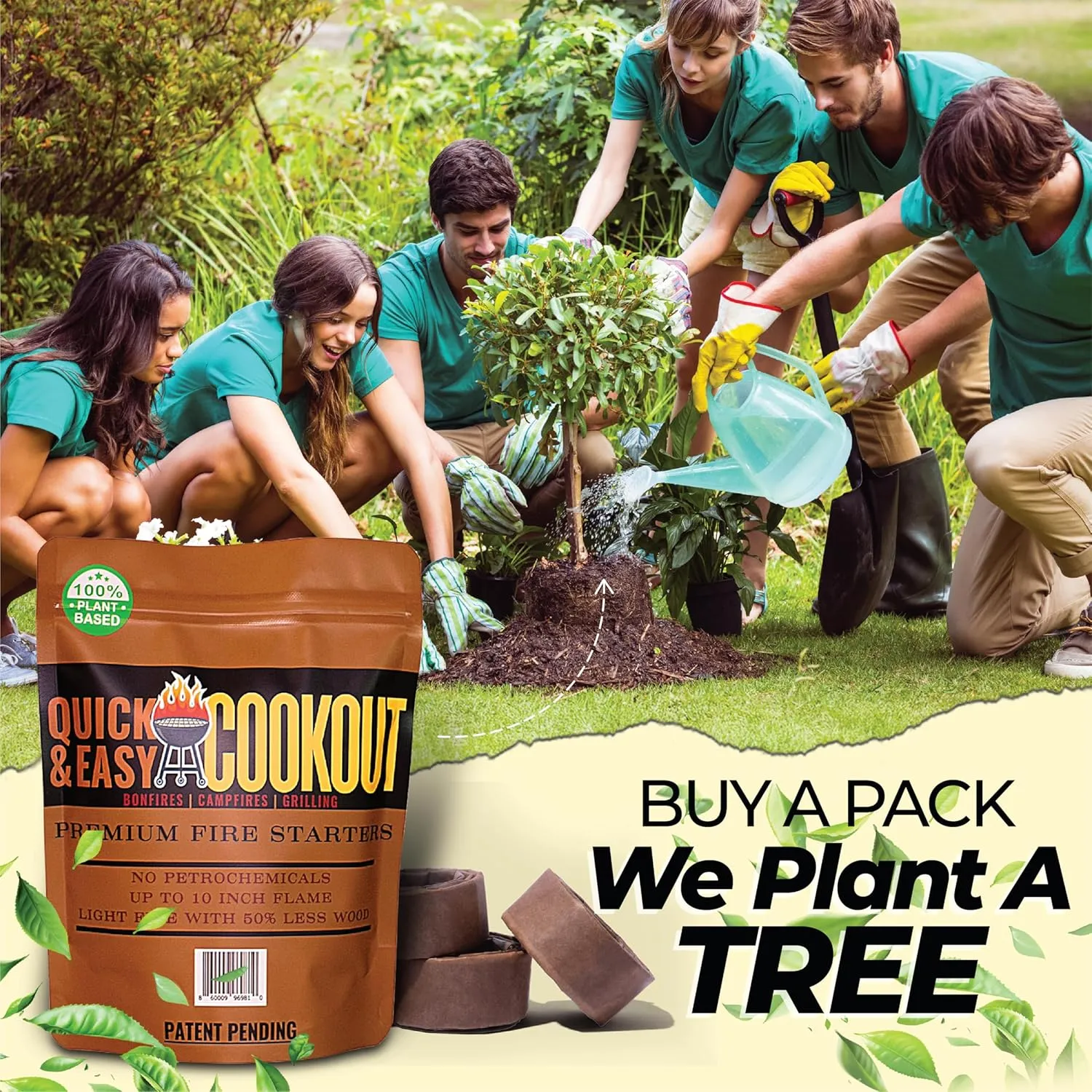 Light Wet/Frozen Logs in Windy Conditions & Start Fires with Zero Effort with Only Large Logs with Patent-Pending Starters | Plant-Based Fuels Only | for Fire Pit, Camping, Survival, Fireplace