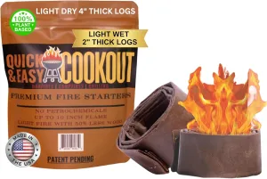 Light Wet/Frozen Logs in Windy Conditions & Start Fires with Zero Effort with Only Large Logs with Patent-Pending Starters | Plant-Based Fuels Only | for Fire Pit, Camping, Survival, Fireplace